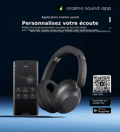 Casque sans fil circum-auriculaire oraimo BoomPop Pro OHP-917 Bluetooth 5.4 avec réduction de bruit hybride ANC, autonomie de 82h et basses puissantes
